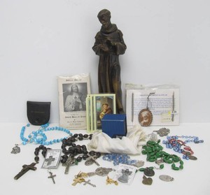 Collection of Vintage Catholic Items Rosaries etc