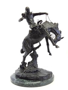 Fantastic LARGE Vintage Old Western Solid Bronze Sculpture by C.M. Russell&nbsp