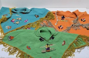 3 Vintage 1950s era Mexican Hand Embroidered Ponchos  Capes