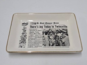Vintage 1965 MN TWINS Ceramic Tray - Pioner Press - Twins Win the Pennant&nbsp