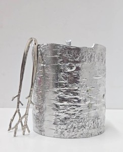 Very cool Signed MICHAEL ARAM Aluminum Log Ice Bucket