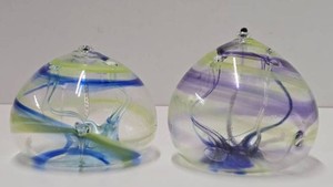 Pair of Art Glass Oil Candles