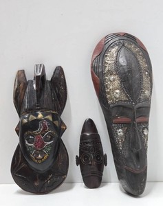 Group of Tribal African Carved Wood Masks