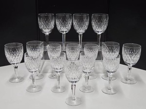 Large Set of Signed WATERFORD Crystal Goblets