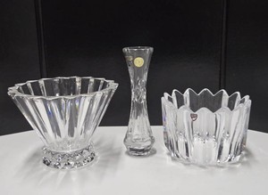 3 Signed Crystal Pieces - Bowls &amp Vase - Orrefors, Rosenthal etc