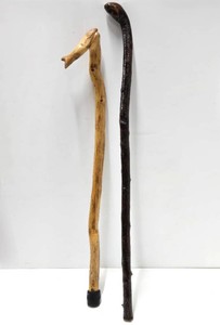 2 Vintage Carved Wood Walking Sticks - Canes