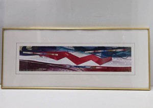 Framed Signed Original Abstract Artwork by Lencioni - Red wPurple Dots