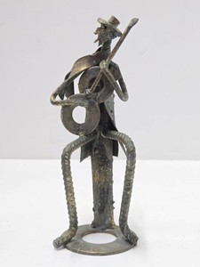 Vintage MetalBrass Banjo Player Sculpture