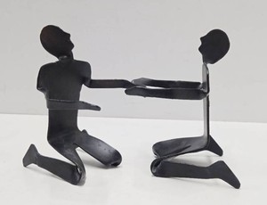 Figural Iron Kneeling Metal Sculptures