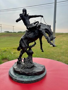 Fantastic LARGE Vintage Old Western Solid Bronze Sculpture by C.M. Russell&nbsp;