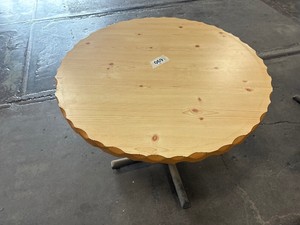 Wood top table with metal base