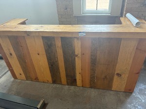 Wood top bar with drink rail