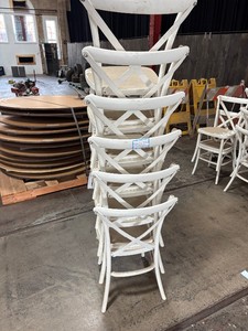 Set of 6 white banquet chairs