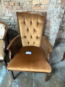 Velvet wooden armchair