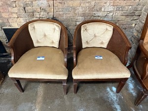 Pair of Low back wooden armchairs