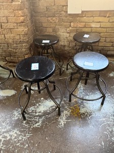 Set of 4 wooden seat adjustable height bar stools