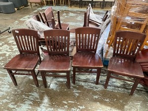 Set of brown wooden chairs