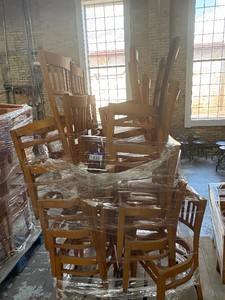 Wooden chairs wiht seat pads