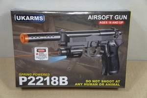 UKArms P2218B Spring Powered Airsoft Gun with Laser