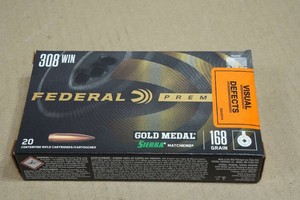 20 Federal Premium .308 Win 168 Gr Gold Medal Sierra Matchking Ammo