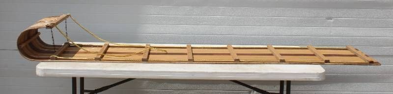 Flexible Paris Wood Toboggan. Snow Sled Adults & Kids Approx. 8 Ft Long X 17 Inch Long In Great Condition