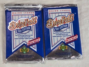 Lot of 2 Unopened Packs of 1991 Upper Deck Baseball Cards - Nolan Ryan Auto Chase.