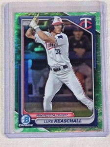 Luke Keaschall Rookie 2024 Bowman Green Refractor SP #BP-122 - Minnesota Twins Baseball Card