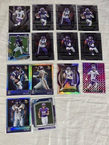 Lot of 14 Minnesota Vikings Football Cards Featuring Jordan Addison, Kene Nwangwu, and Zach Davidson Rookie Cards
