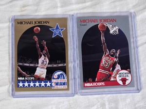 Lot of 2 Michael Jordan Basketball Cards including NBA Hoops All-Star Weekend 1990
