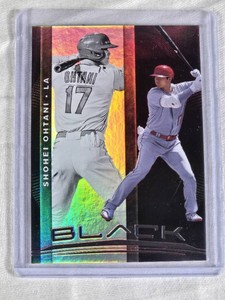 Shohei Ohtani 2021 Panini Chronicles Black Foil Thick Stock #10 - Los Angeles Baseball Card