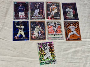 Lot of 9 Minnesota Twins Refractors and Rookie Cards Including Austin Martin, Hendry Chivilli, and Ryan Jeffers