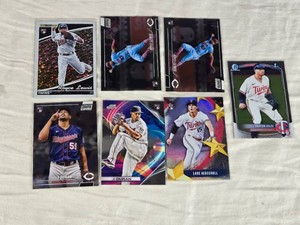 Lot of 7 Minnesota Twins Rookie and Refractor Cards Including Royce Lewis, Jhoan Duran, Luke Keaschall, and Payton Eeles