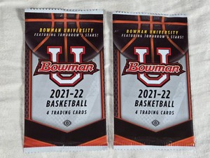 Lot of 2 Unopened Packs of Bowman University 2021-22 Basketball Trading Cards - Possible Rookie Auto