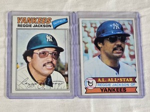 Lot of 2 Reggie Jackson Baseball Cards Including 1979 Topps A.L. All-Star and 1978 Topps Cards