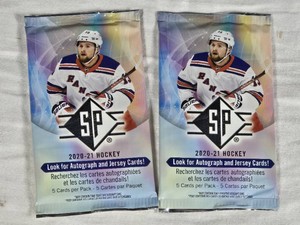Lot of 2 Unopened Packs of 2020-21 SP Hockey Card Packs Look for Autos and Jersey Patches