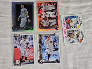 Lot of 5 Aaron Judge Baseball Cards Featuring Home Run and Batting Leaders