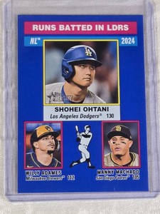 Shohei Ohtani 2025 Runs Batted in Leaders Topps Blue Parallel #195 with Willy Adams and Manny Machado