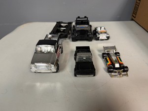 1970s Tonka Toys Pickup with Trailer, Pickup, Two Jeeps and Race Car