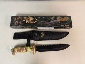 Frost Cutlery Jungle Fever V 18-430CA 13.5 Overall Fixed Blade Knife, Black Satin Stainless Steel Blade