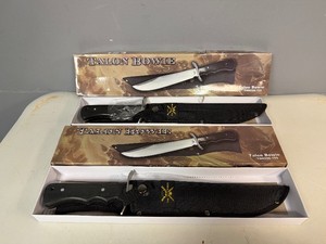Pair of Talon Bowie Knives (TDH206-155) 15.5 Overall Big Bowie, Stainless Steel Blade, Black Pakka Wood Handle