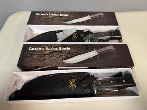 Two Carsons Raiders Bowie Knife (18-418) 14.2 Overall, Satin Finished Blade, Pakka Wood Handle