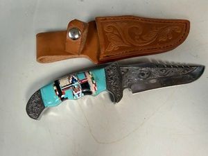 Southwestern Style Fixed Blade Hunting Knife 9 12 Overall