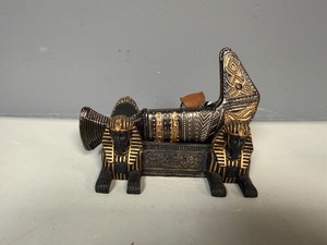 Middle Eastern Souvenir Dagger Resembling a Traditional Curved KhanjarJambiyor Knife with Ornate Sheath and Display. Knife is 5 34