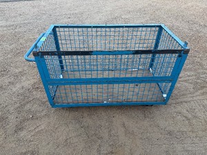 Heavy Duty Metal Industrial Cart. Wood Bottom, Four Caster Wheels - Back Wheels Swivel.  4 (53 including handle) x 2 x 30 12.  Gate is welded shut.