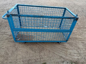 Heavy Duty Metal Industrial Cart. Wood Bottom, Four Caster Wheels - Back Wheels Swivel. 4 (53 including handle) x 2 x 30 12 Gate is welded shut.