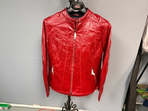 Red Leather Womens Biker Jacket (Size 10) Never Worn.