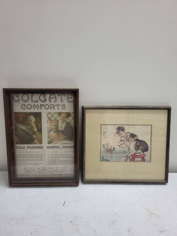 Framed Vintage Colgate Ad & Frances Tipton Hunter Print Wall Art
