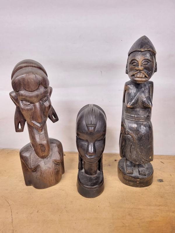 Vintage Hand-Carved Wood Figure Mixed Lot (Lot of 3)