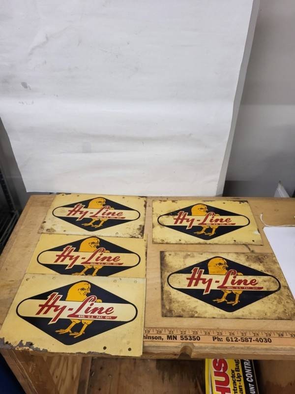 Vintage Hy-Line Tin Signs (Lot of 5)