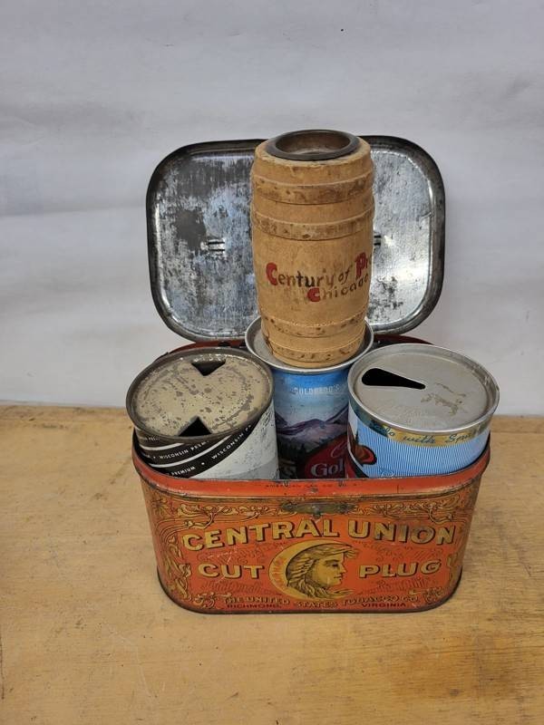 Vintage Tobacco Tin & Can Banks Mixed Lot of 5